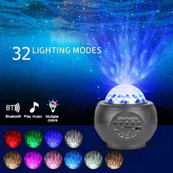 

LED Star Night Light Music Starry Water Wave USB LED Projector Light Bluetooth Projector Sound-Activated Projector Light Dropshi