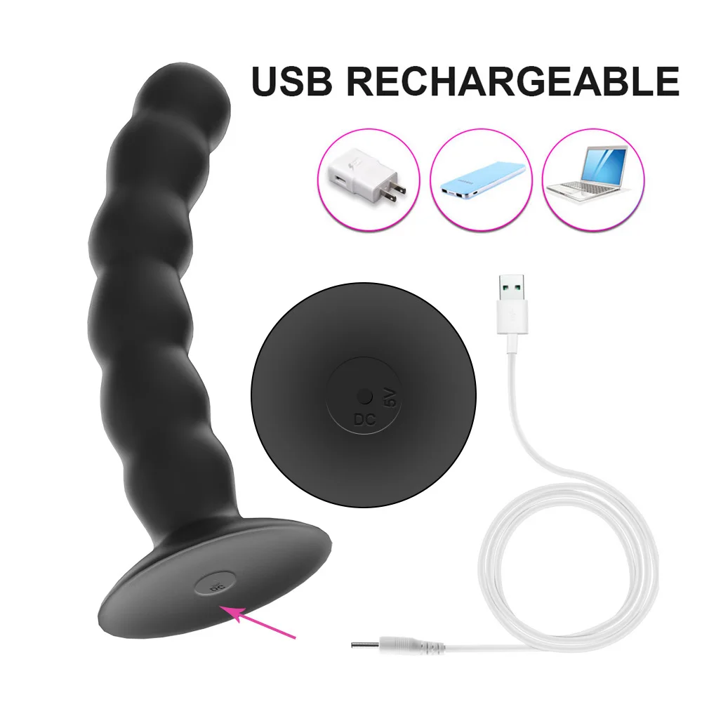 Ribbed Anal Plug With Remote Control And Vibrating Massage Function_voghion.com