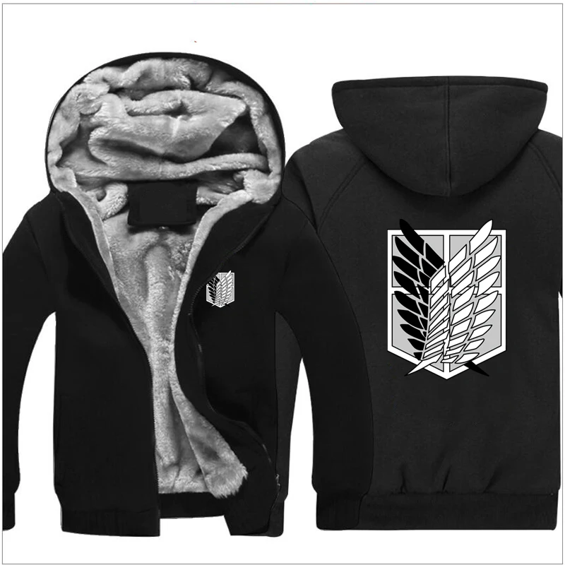 Anime! Attack on Titan Winter Coat Cosplay Costume Fashion Leisure Thickening Hooded Fleece Keep Warm Zipper Tops - Цвет: 10
