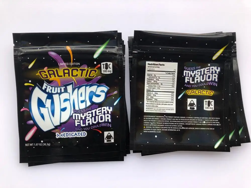 Galactic Fruit Gushers Mystery California 500mg Edibles Packaging Mylar