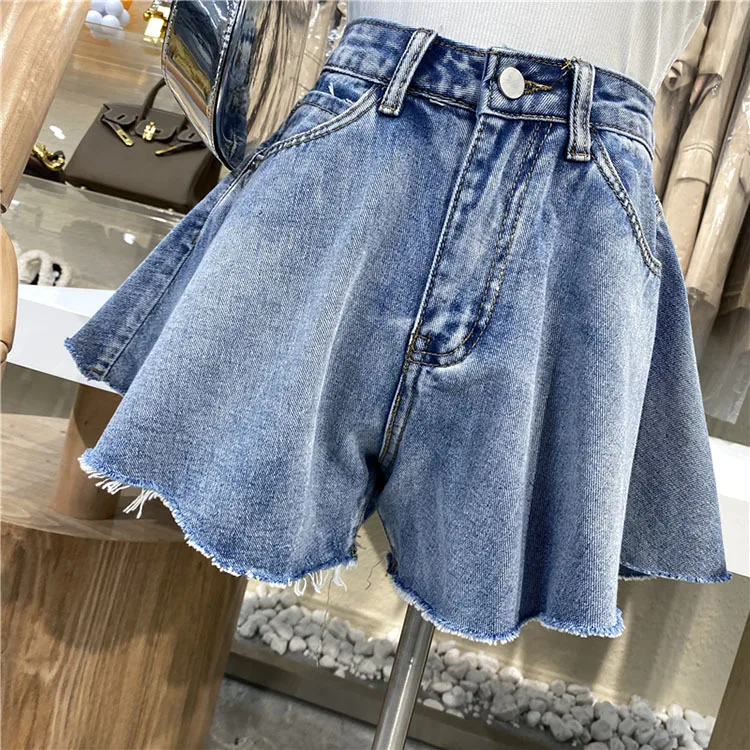 férias reta estéril denim shorts