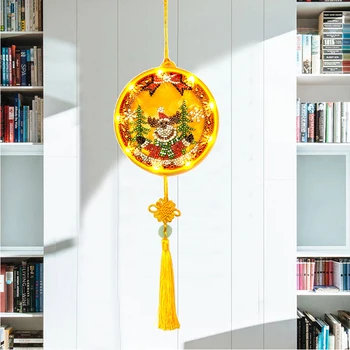 

DIY LED Round Diamond Painting Light Christmas Santa Claus Snowman Needlework Embroidery Home Lamp Bedroom Night Light Decor