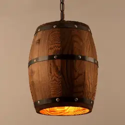 Креативный винтажный деревянный барабан свет Лофт кафе бар ресторан украшение круглые подвесные светильники WF9181140