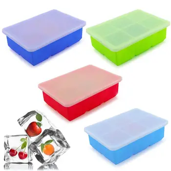 

Silicone Ice Cube Tray w/ Lid 6 Cubes Salad Storing Freezing Baby Food Ice Mould