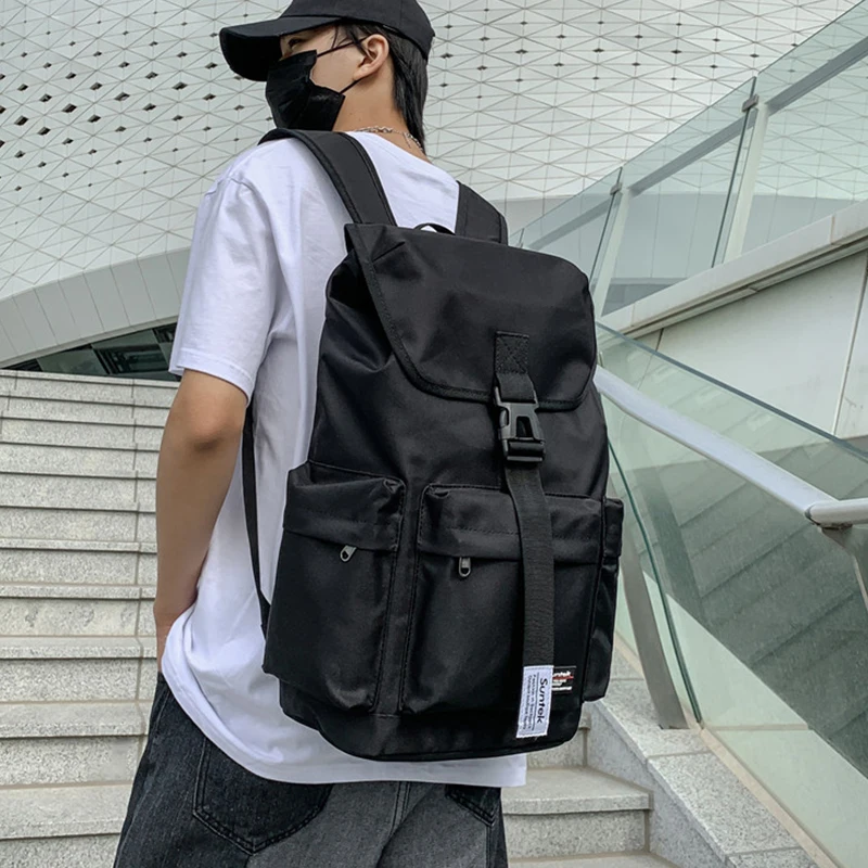 

Large Capacity Business Travel Men Backpack Bag Waterproof Oxford Rucksack Solid Color Insert Buckle Simple Casual Laptop Bag