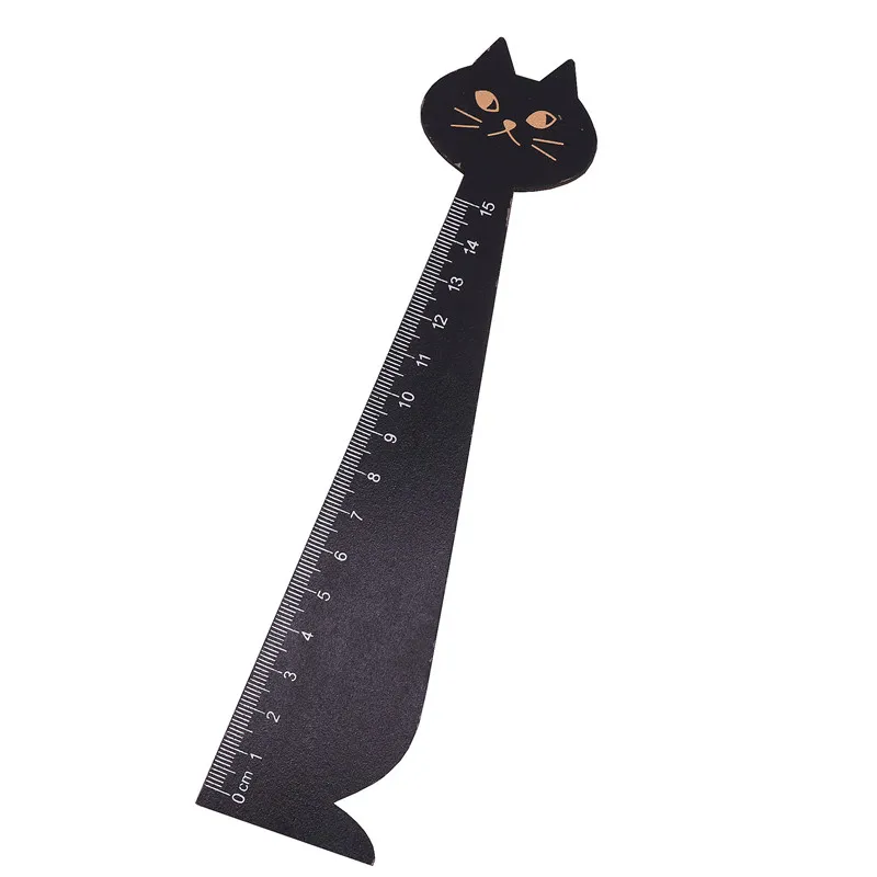 나무 눈금자 고양이 모양 귀여운 크리에이티브 학생 용품 소녀용 15cm 1 개, 카와이