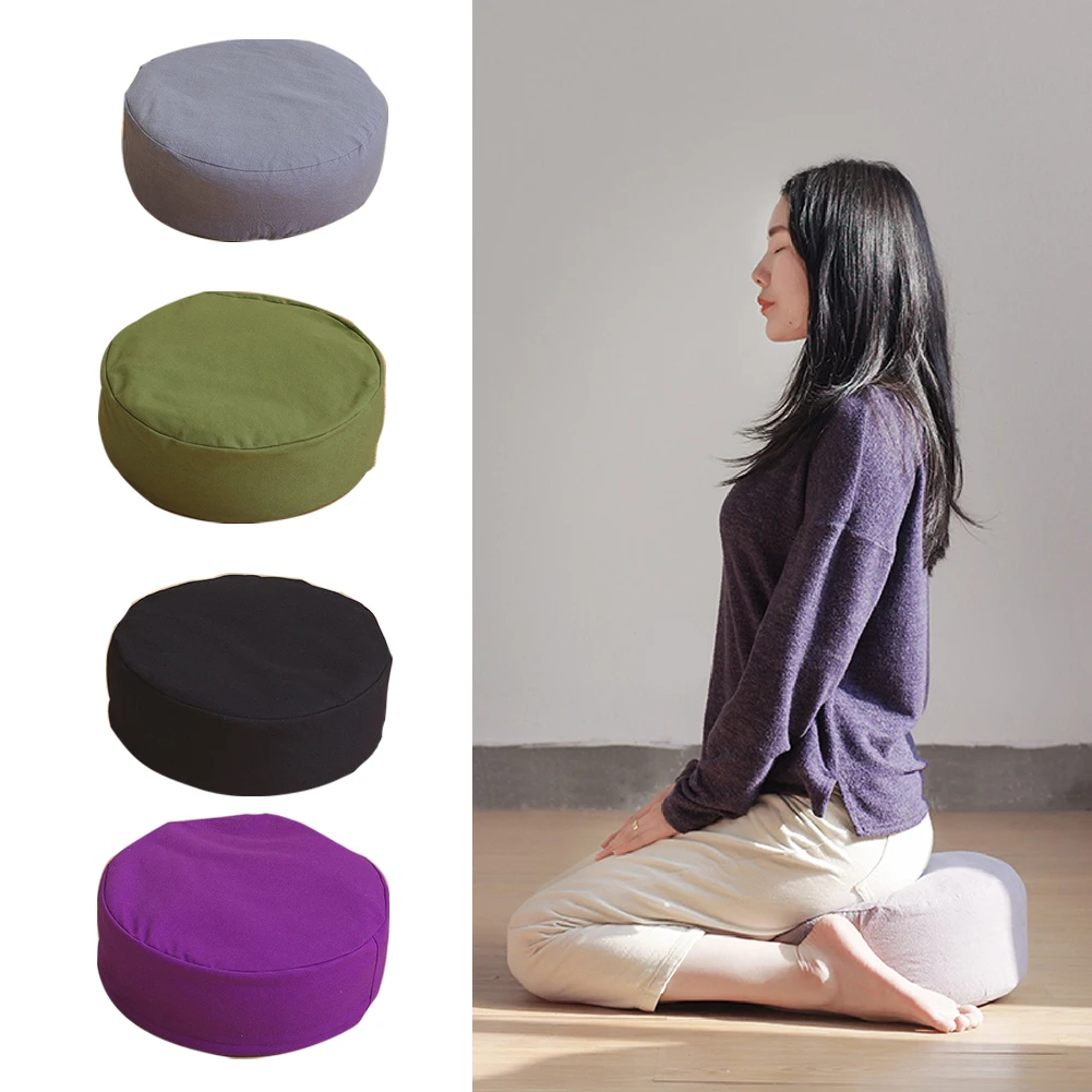 Zippered Filled Yoga Meditation Cushion Round Pillow Office Solid With Buckwheat Chair Mat Comfortable Washable Home Support