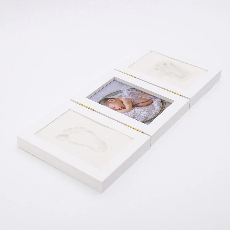  Baby Hand&Foot Print Hands Feet Baby Photo Frame DIY handprint With Cover Fingerprint Mud Set Baby 