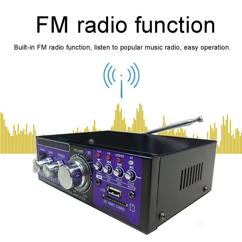 IG-аудио Мощность усилитель со штепсельной вилкой европейского стандарта 12/220V 2 канала мини Hi-Fi Беспроводной Bluetooth цифровой аудио усилитель для дома Театр/автомобиля