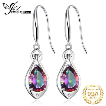 

7ct Genuine Rainbow Mystic Topaz Drop Earrings 925 Sterling Silver Earrings For Women Gemstones Earings Fashion Jewelry 2020