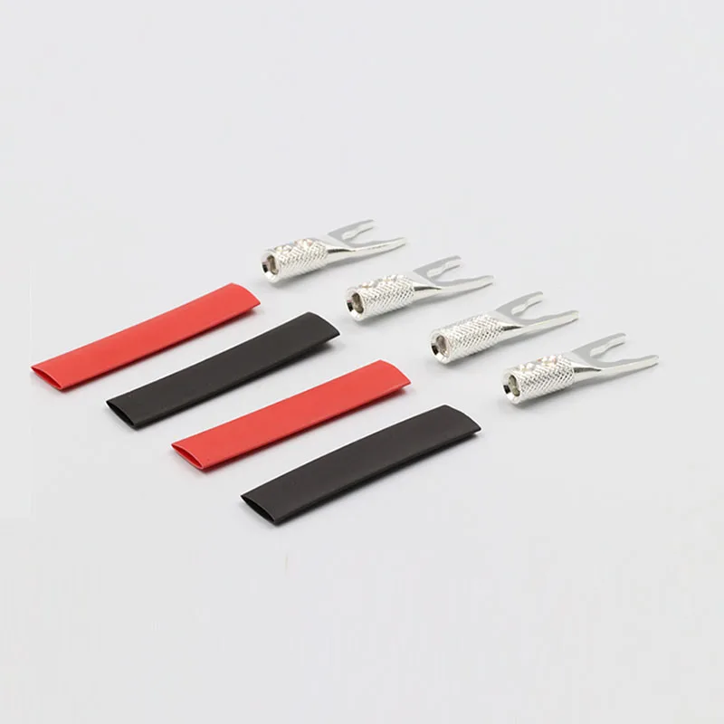 Moonsaudio Cobre Puro Prata Chapeado y Spade Plug Alto-falante Cabo Fio Conector Garfo Jack 8 Pçs - Image 3