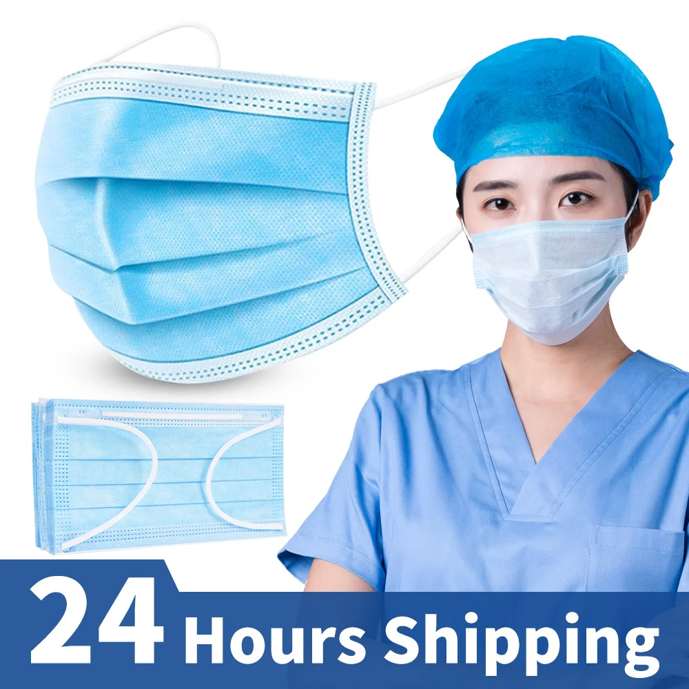 

Fast delivery Hot Sale 3-layer mask 10pcs Face Mouth Masks Non Woven Disposable Anti-Dust Meltblown cloth Masks Earloops Masks