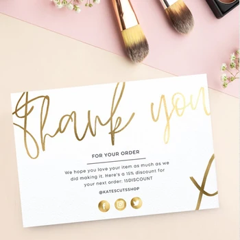 

Custom 100 CARDS Gold Thank You For Your Order Card,Business Thank You Thank You Insert Design / Order Note Thanks