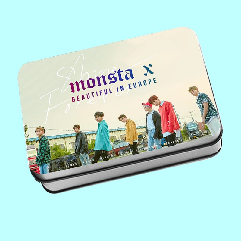 

Kpop MONSTA X First Album <SHINE FOREVER> Polaroid Photo Lomo Card MONSTA X Fans Gifts Metal Box 40PCS Cards Drop Shipping