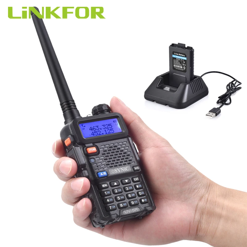 LiNKFOR UV-5R 2-полосная иди и болтай Walkie Talkie “иди и 5 Вт Dual Band UHF VHF радио+ динамик 128 каналов Светодиодный Портативный двухстороннее радио