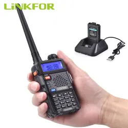 LiNKFOR UV-5R 2-полосная иди и болтай Walkie Talkie “иди и 5 Вт Dual Band UHF VHF радио + динамик 128 каналов Светодиодный Портативный двухстороннее радио