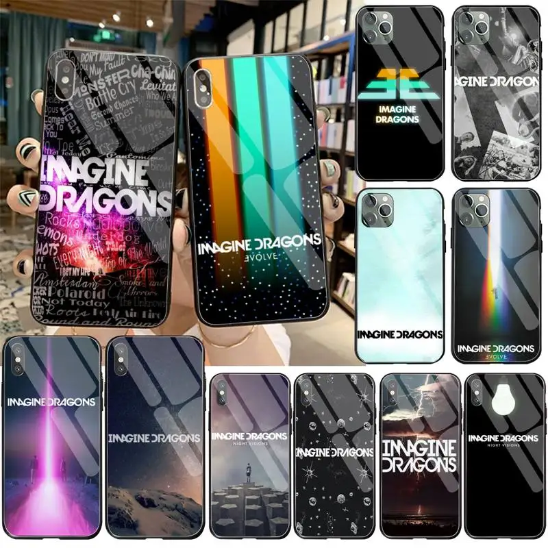 Милый чехол для телефона из закаленного стекла night music imagine dragons Bling iPhone 11 Pro XR XS MAX 8X7