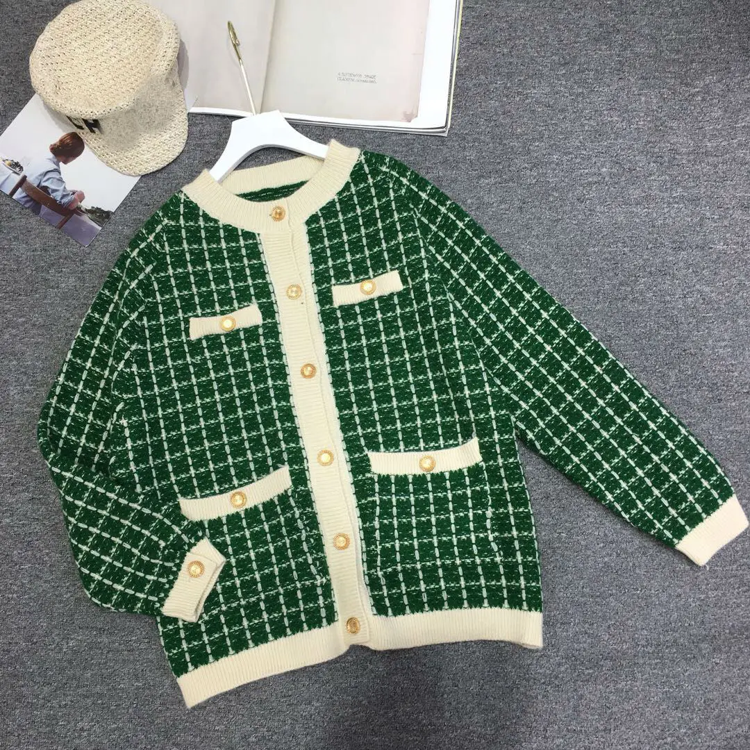 

2019 New Casual Cute Lattice Long Cardigan Wool Sweater Women Two Colors Pink & Green