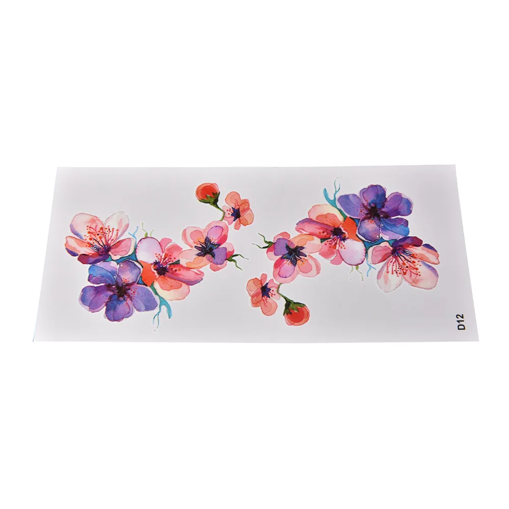 

1PCS Colorful Flowers Tattoo Women New Waterproof Temporary Black Tattoo Sticker Body Art