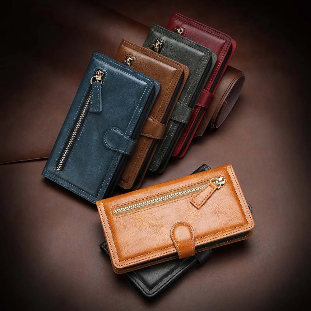 

iPhone 11 Pro MAX X XR XS MAX Zipper Leather Flip Cover Case iPhone 6 6S 7 8 Plus Protective Case Wallet Card Slot Phone Holder