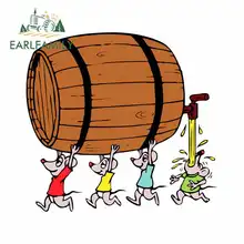 EARLFAMILY 13cm x 9.7cm Mice with Barrel Anime Cartoon Funny Car Stickers Oem JDM Vinyl Car Wrap Bumper Trunk Truck Graphics