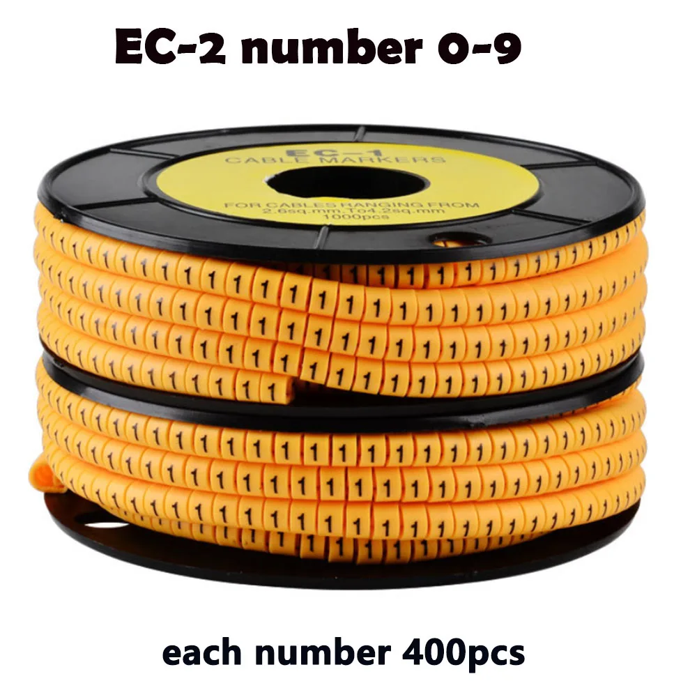 5000-3000 шт. желтый цвет Кабельные маркеры микс номер EC-0 EC-1 EC-2 EC-3 Маркер кабельной проводки номер 0 до 9 ПВХ материал проводов маркер - Цвет: EC-2-yellow-4000pcs