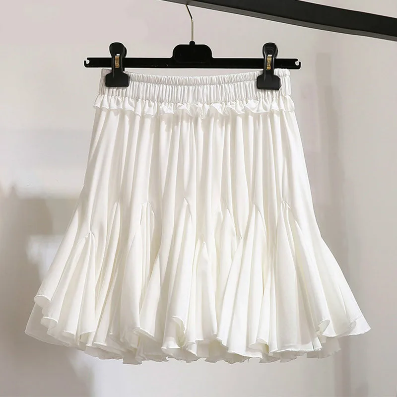 

White Black Mini Skirts Women 2019 Fashion Korean High Waist Chiffon Skirts Girls Sweet Tutu Pleated Mini School Skirt Female