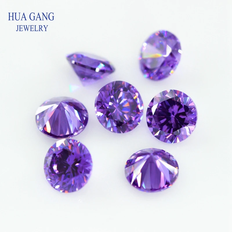 Amethyst 3.25-12mm Cubic Zirconia Round Shape AAAAA Brilliant Cut Loose CZ Stone Synthetic Gems For Jewelry Free shipping