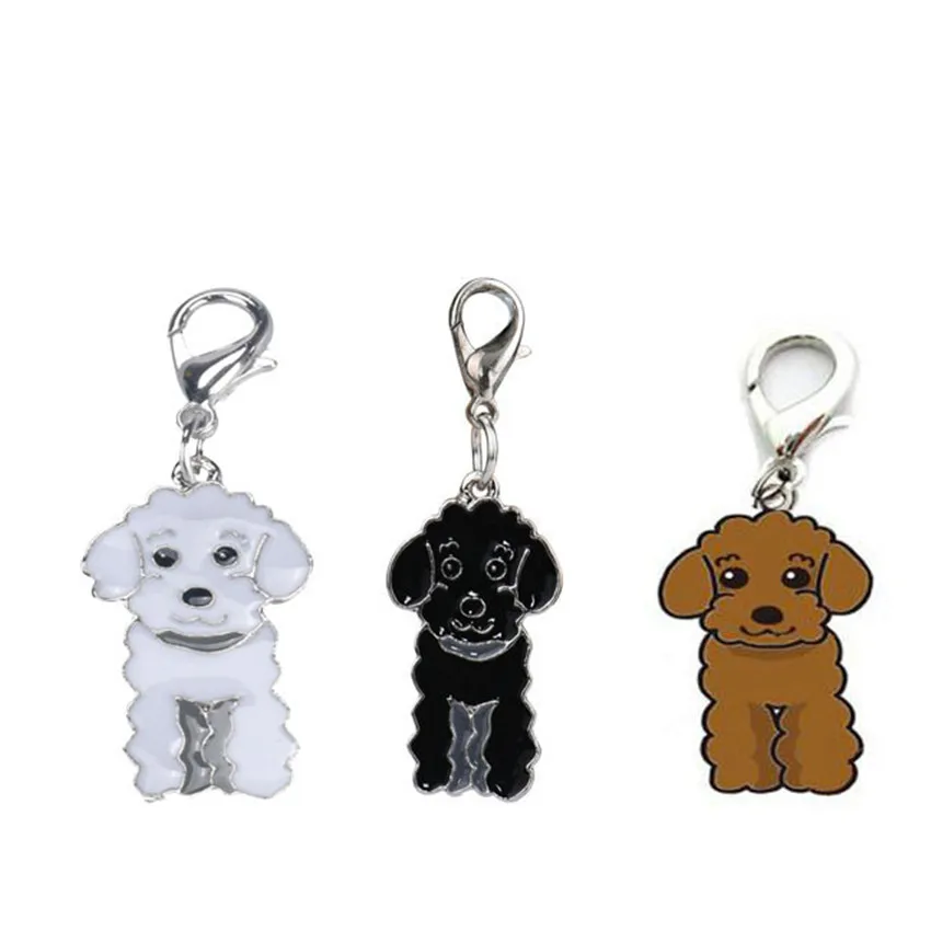 Hot Practical Puppy pendant Poodle Dog Tag Disk Pet ID Enamel Accessories Collar 25mm Necklace Pendant Dog Supplies Drop A3081