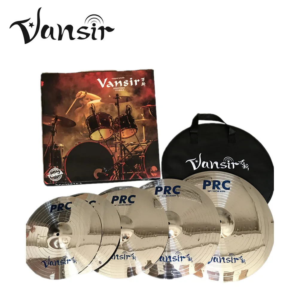 Polishing Alloy Cymbal Sets 14"Hihat 16"Crash 18"Crash 20"Ride with bag and drumstick 5pcs Vansir PRC Series tibetan cymbals drum cymbal kit