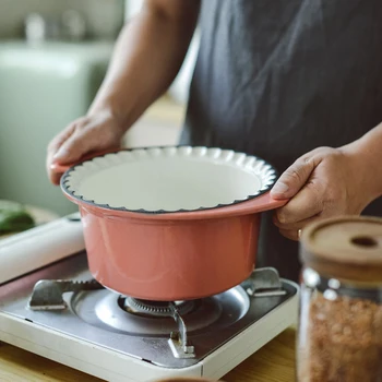 

Japanese enamel cast iron non stick stew soup pot household induction cooker hot pot saucepan small noodle porridge rice pan