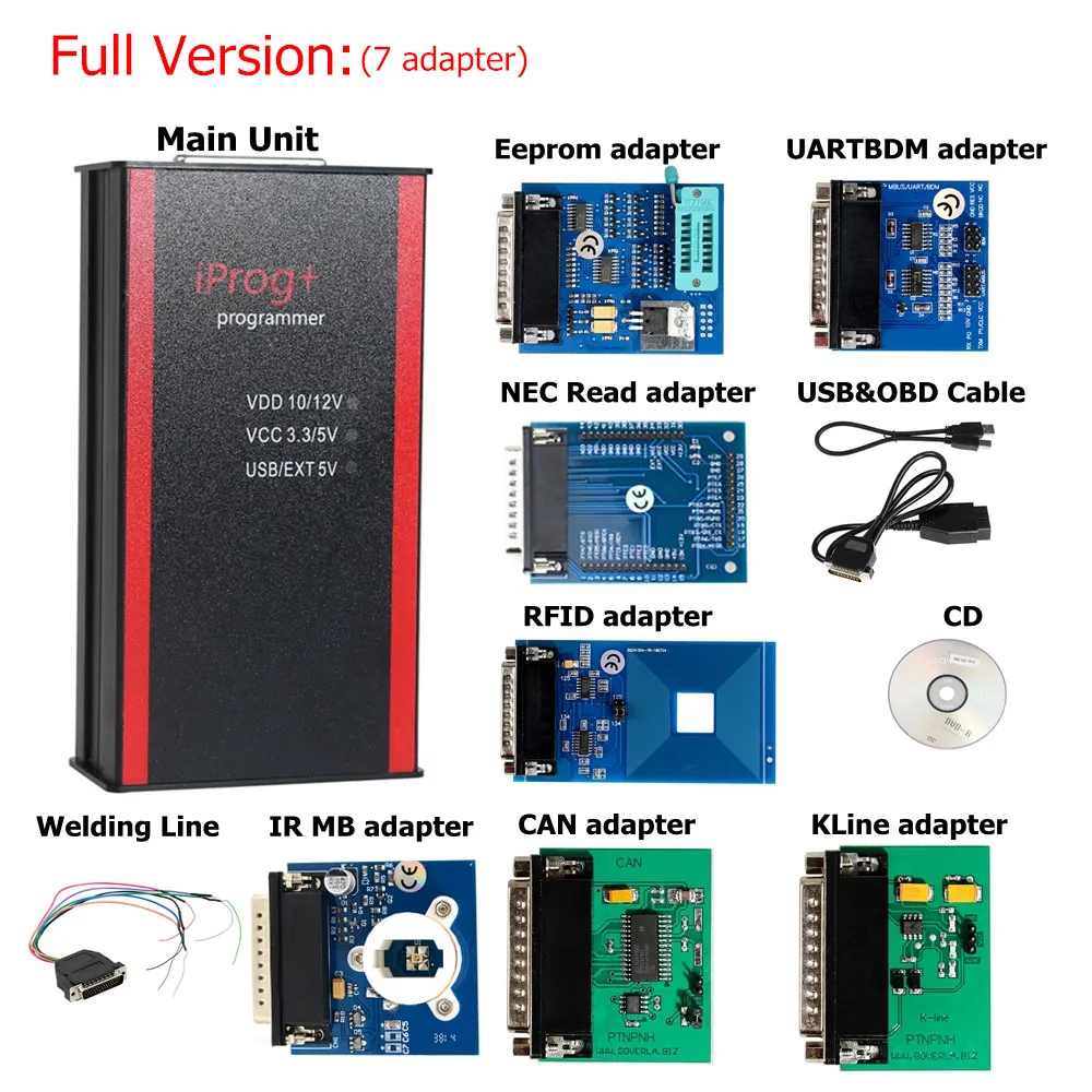 Профессиональный iPROG+ программатор V80 многофункциональный отдых подушки безопасности+ одометр+ IMMO лучше, чем Carprog/Tango/Digiprog iPROG Prog - Цвет: Full 7adapter