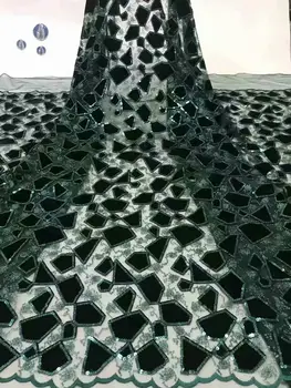 

New African velvet tulle mesh Sequence lace fabric high quality French Nigerian sequins net lace fabric for wedding dress FB8830