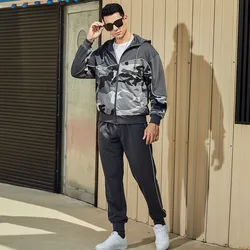 Ensemble de vêtements de sport pour homme, Camouflage, pull ample, couleur contrastée, nouvelle collection automne hiver 2021, deux pièces 
