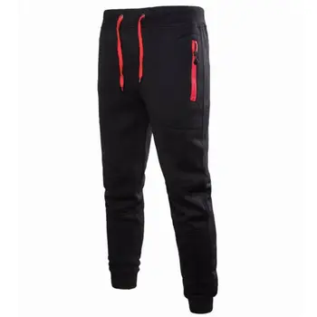 

Men's Sport Pants Long Trousers Tracksuit Fitness Workout Joggers Gym Sweatpants Men Casual Solid Color Long Pants Zip Pockets
