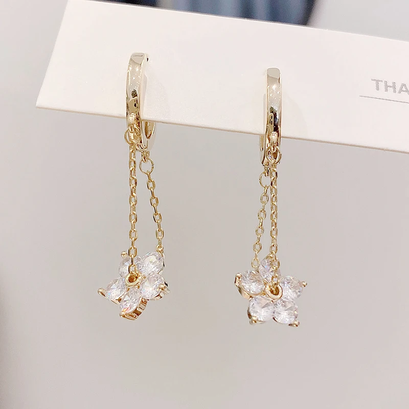 Hot Sale Super Shining Transparent Cubic Crystal CZ Flower Earring for Women AAA Bling Zirconia Drop Shipping Accessories Gfit - Image 5