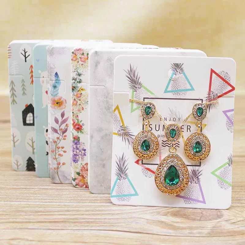 New arrival Jewelry package Card 8*10cm fruits/flower marbling paper necklace earring set pendant card 25pc+25bag /lot | Украшения и