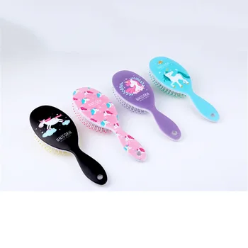 

4 Color Cute Unicorn Animal Anti-static Hair Brush Massage Comb Shower Wet Detangle Hair Brush Salon Hair Styling Tools
