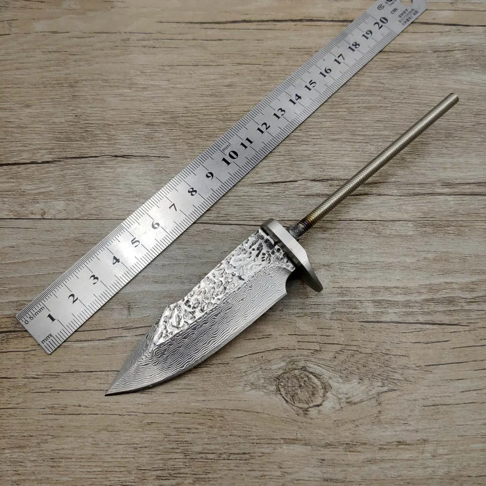 DIY VG10 Дамасская сталь ковка шаблон стальной прямой нож с фиксированным лезвием заготовка diy полуфабрикат нож заготовки стали - Цвет: X-04DP