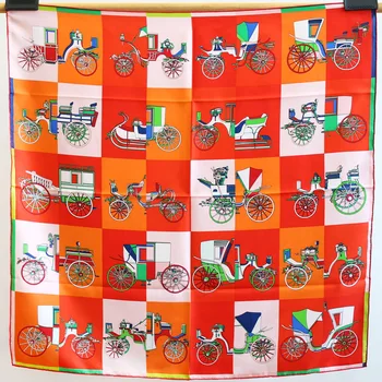 

Voitures Exquises scarf 90 Scarf in silk twill with Hand-rolled Edges Female Shawls Wraps