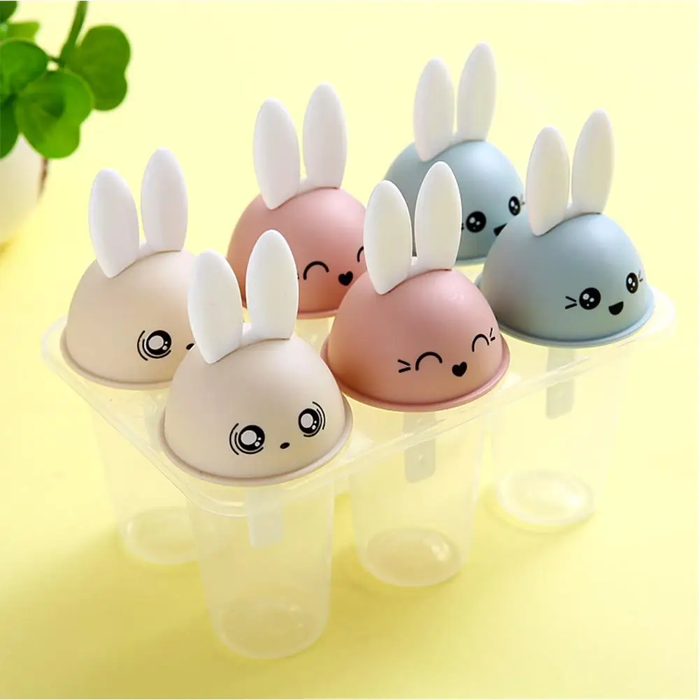 6pcs frosted bunny IdealHouse красочные медведи Кролик Форма DIY дома формы для мороженого эскимо - Цвет: 6pcs frosted bunny