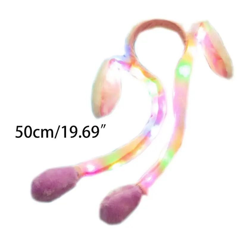 

Women Girls Cute LED Light Up Rabbit Headband with Airbag Moving Ears Children Bunny Long Plush Toy Hair Hoop Party Photo Props
