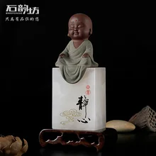 

Zen Little Monk Ornaments Creative Ceramic Jade Art Decoration Chinese Style Study Home Living Room Tabletop Decoration
