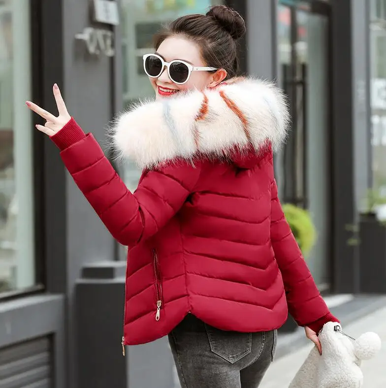 Новое поступление, зимняя куртка с капюшоном, женский теплый пуховик, зимние парки, пальто из искусственного меха для женщин, стеганое, casaco feminino - Цвет: Burgundy
