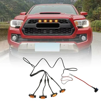 

4 PCS Car Front Grille Yellow LED Lights for Toyota Tacoma with TRD Pro Grill 2016 2017 2018 2019