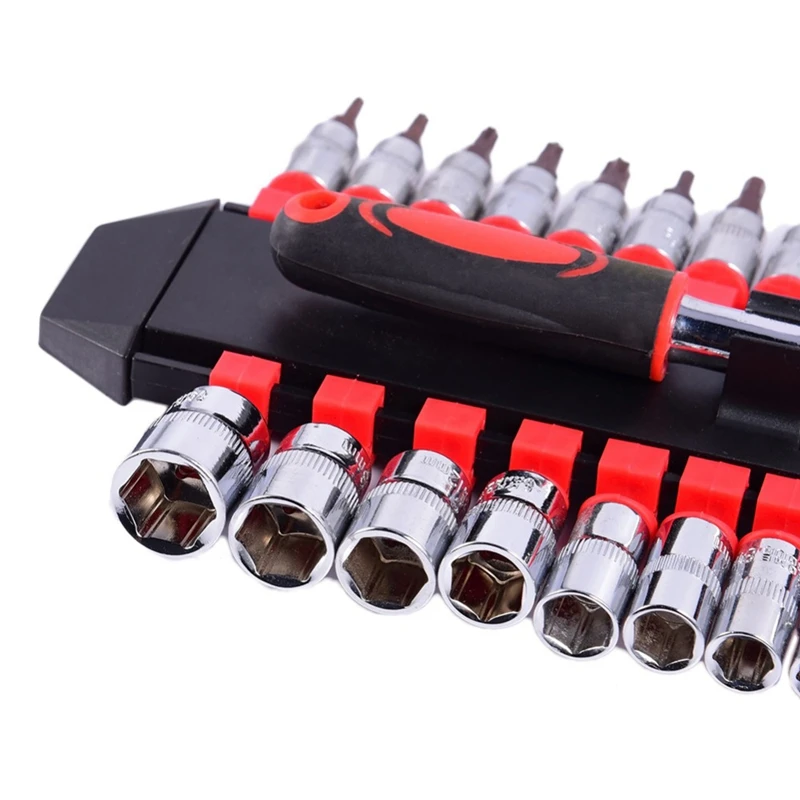 27 Pcs Sleeve Cr-V Ratchet Wrench 1/4 Wrench Tool Set Socket Sets Professional Repair Tools Combination Tool