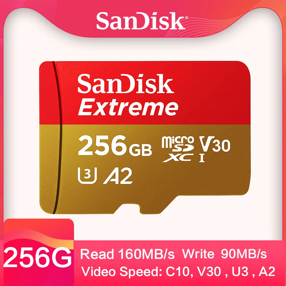 SanDisk Extreme microSDXC 32 Гб 64 128 ГБ 256G класс 10 microSD TF карта Поддержка официальной проверки C10