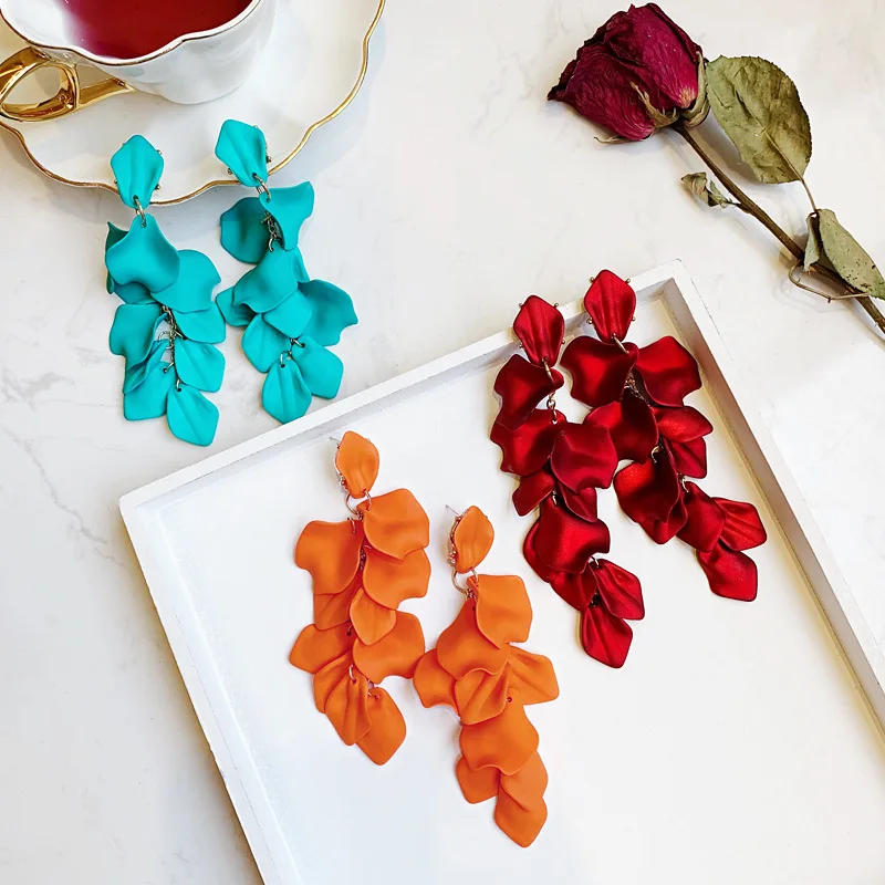 

Shiny Side New Fashion Brand Jewelry Elegant Flower Dangle Earrings for Women Simple Style Gift Long Tassel Earrings