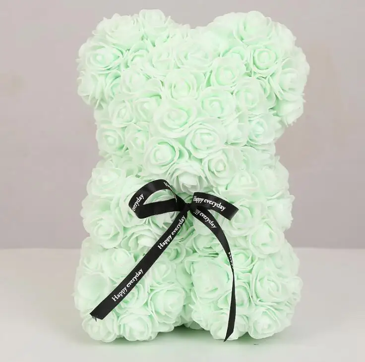Искусственные цветы 25 см Роза медведь девушка Юбилей Рождество День Святого Валентина подарок на день рождения для свадебной вечеринки - Цвет: Light Green