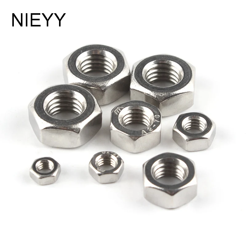 10/20/30pcs M1.6 M2 M2.5 M3 M3.5 M4 M5 M6 M8 M10 DIN934 304 stainless steel nut Hex nut Screw cap Hex Hexagon Nut NIEYY